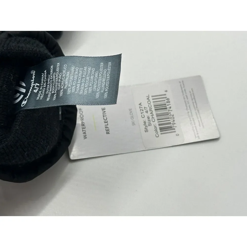 C9 Champion Boys Ski Gloves Waterproof Black/Gray Size 4/7 - New‎